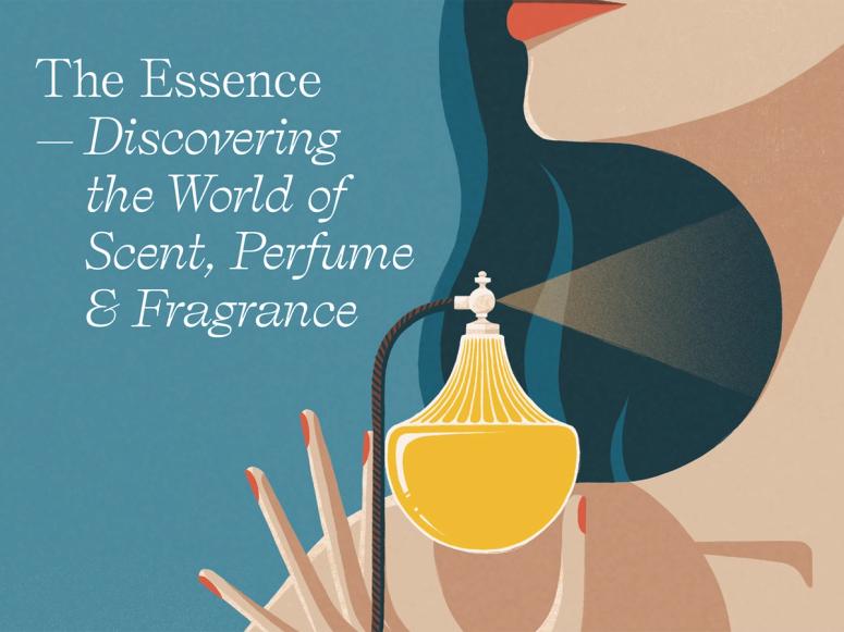 The book cover of The Essence, depicting a woman donning perfume.