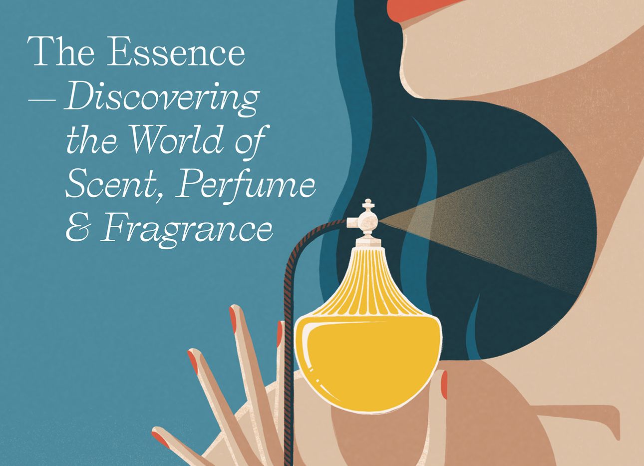 The book cover of The Essence, depicting a woman donning perfume.