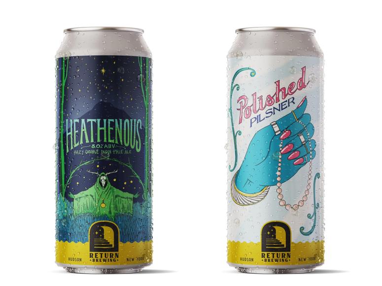 Return Brewing’s inaugural beers, Heathenous and Polished Pilsner.