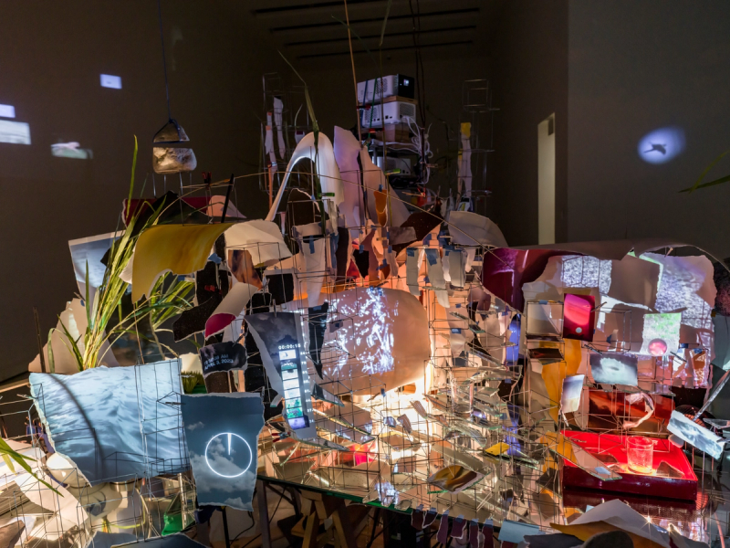 Installation view of Sarah Sze’s “Timekeeper” (2016) at her “Timelapse” solo exhibition at the Guggenheim Museum in New York. (Photo: David Heald. Courtesy Solomon R. Guggenheim Foundation)