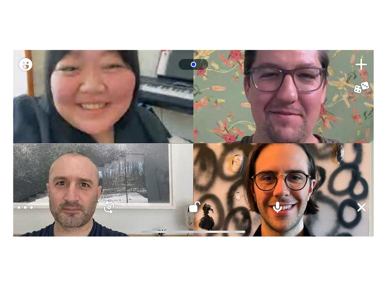 A screenshot from House Party featuring some of The Slowdown team.