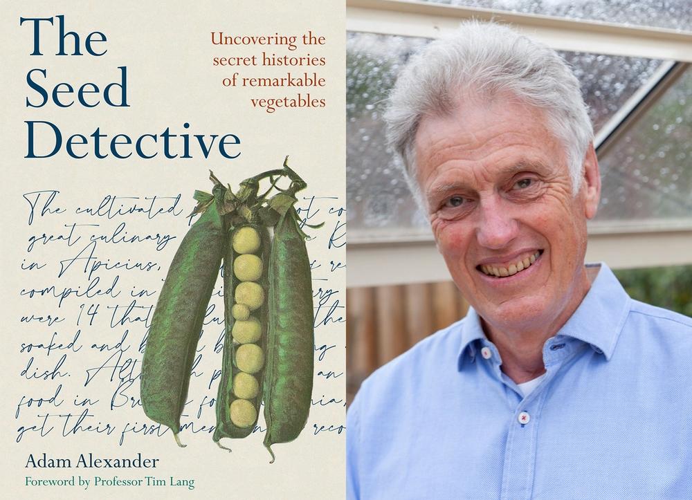 Cover of “The Seed Detective” (left). Adam Alexander (right). (Courtesy Chelsea Green Publishing)