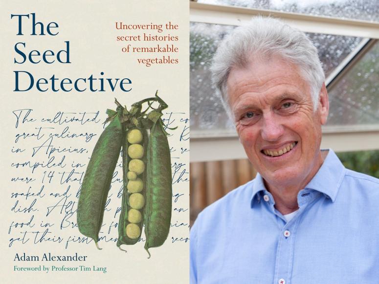 Cover of “The Seed Detective” (left). Adam Alexander (right). (Courtesy Chelsea Green Publishing)