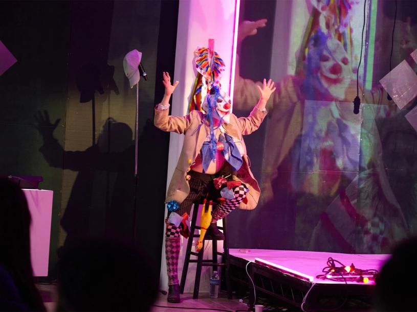 View of “Dirt Trip” performance by Alex Tatarsky on June 5, 2022. (Photo: Angela Cholmondeley. Courtesy MoMA PS1.)