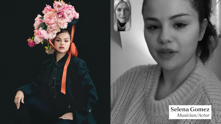 Fashion stylist Kate Young FaceTimes with actress and musician Selena Gomez