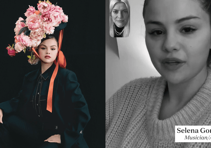 Fashion stylist Kate Young FaceTimes with actress and musician Selena Gomez