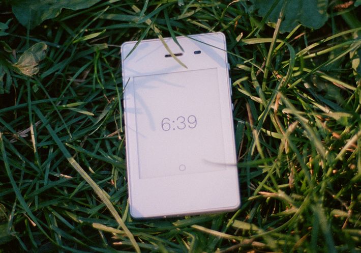A white Light Phone in grass.
