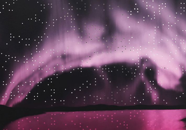 Purple aurora borealis in a Teresita Fernández piece.