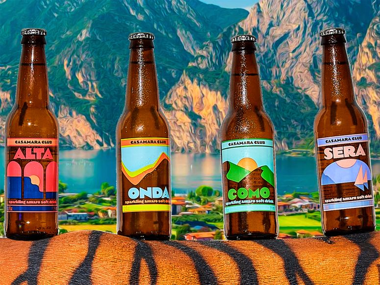 Four bottled drinks on a tiger