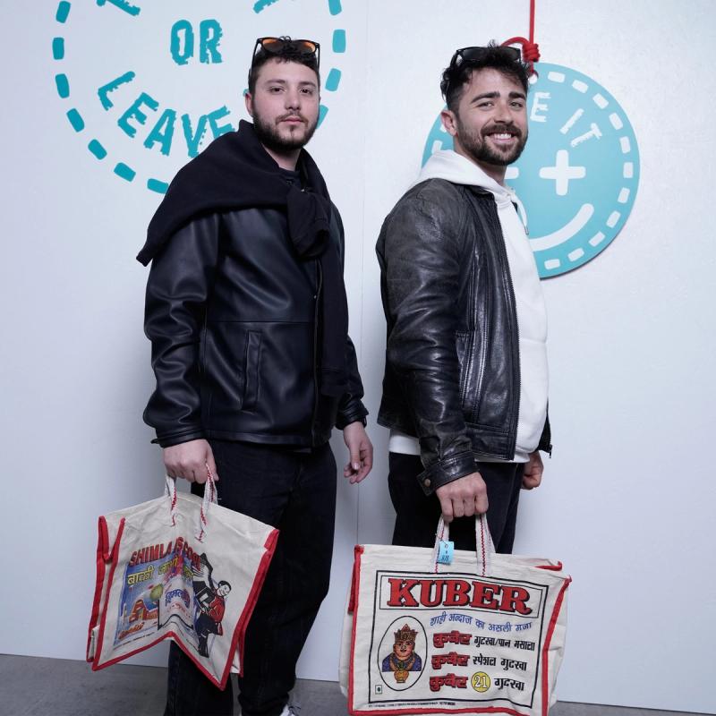Friends and video-makers Francesco Petrella (left) and Francesco Bonaldo (right), who both won the same tote bag from Thailand. (Photo: Mattia Gargioni)