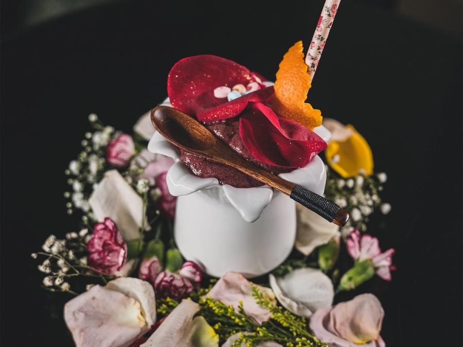 Thyme Bar’s Flower Bomb cocktail. (Courtesy Thyme Bar)