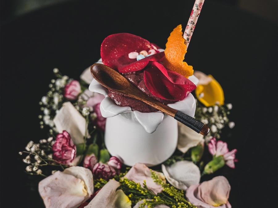 Thyme Bar’s Flower Bomb cocktail. (Courtesy Thyme Bar)