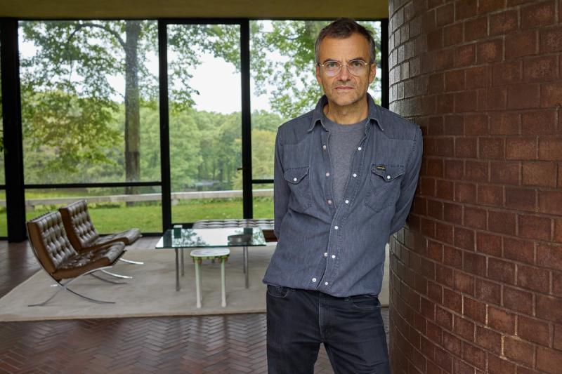 Robert Stadler at The Glass House, with his “Juicy Joseph” seat-stool behind him. (Photo: Michael Biondo)