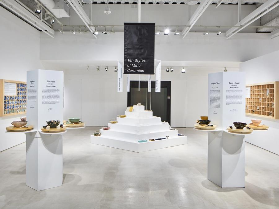 Installation view of “The Art of the Ramen Bowl” at Japan House Los Angeles. (Courtesy Japan House Los Angeles)