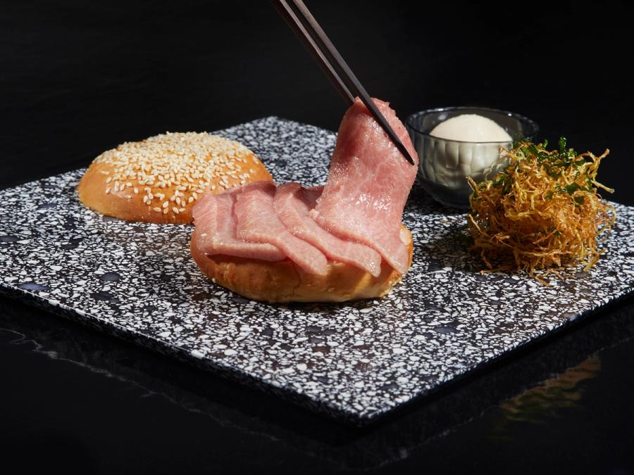 Menu items from Stephanie Goto's ice cream and champagne Omakase