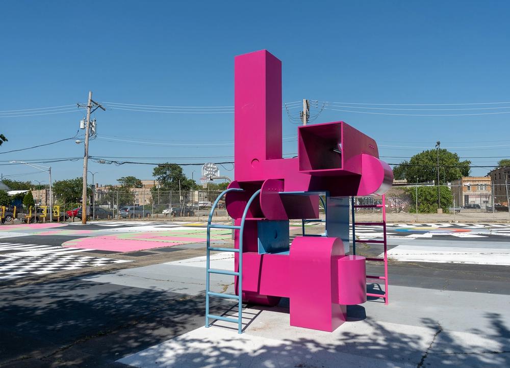 “Block Party,” an installation in Bell Park by Studio Barnes, in collaboration with University of Colorado Boulder architecture and urban design professor Shawhin Roudbari and the Chicago nonprofit MAS Context. (Photo: Nathan Keay)