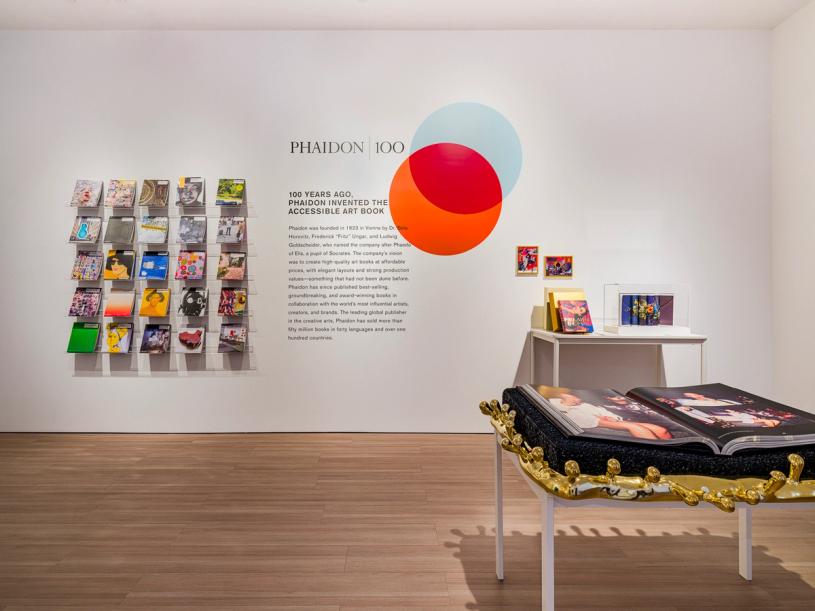 Installation view of “100 Years of Creativity: A Century of Bookmaking at Phaidon” at Christie’s New York. (Courtesy Phaidon)