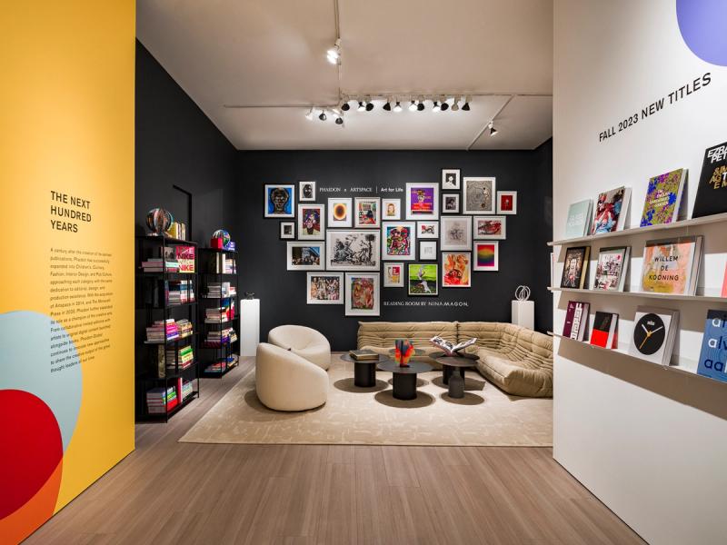 Installation view of “100 Years of Creativity: A Century of Bookmaking at Phaidon” at Christie’s New York. (Courtesy Phaidon)