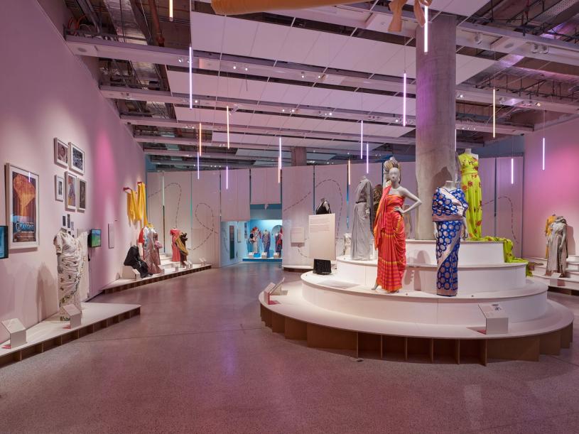 View of “The Offbeat Sari” exhibition at the Design Museum in London. (Photo: Andy Stagg. Courtesy the Design Museum)
