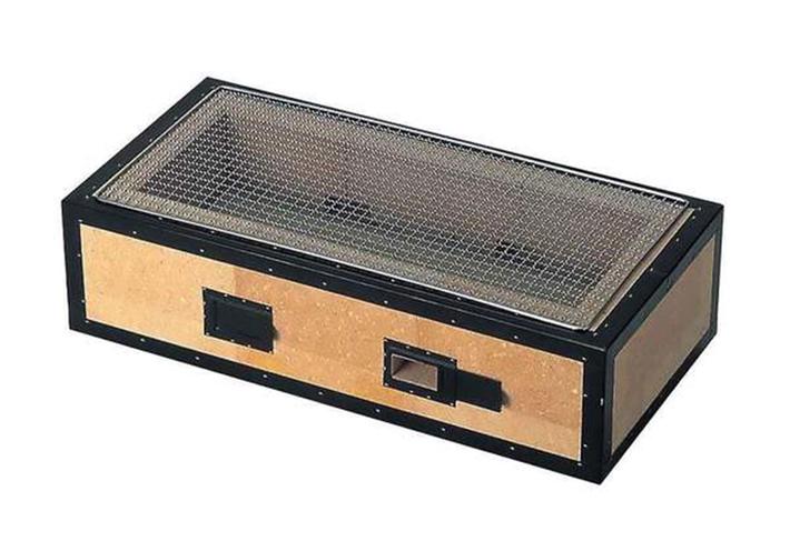A simple, rectangular binchotan grill on a white background.