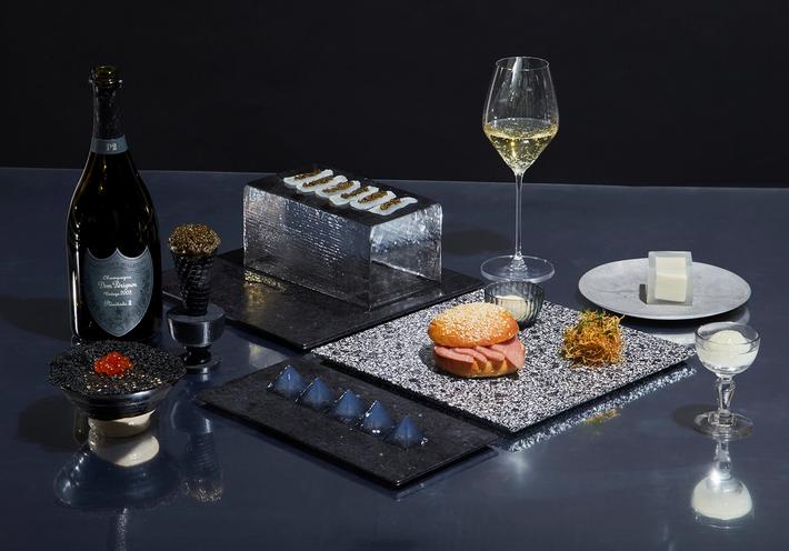 Menu items from Stephanie Goto's ice cream and champagne Omakase