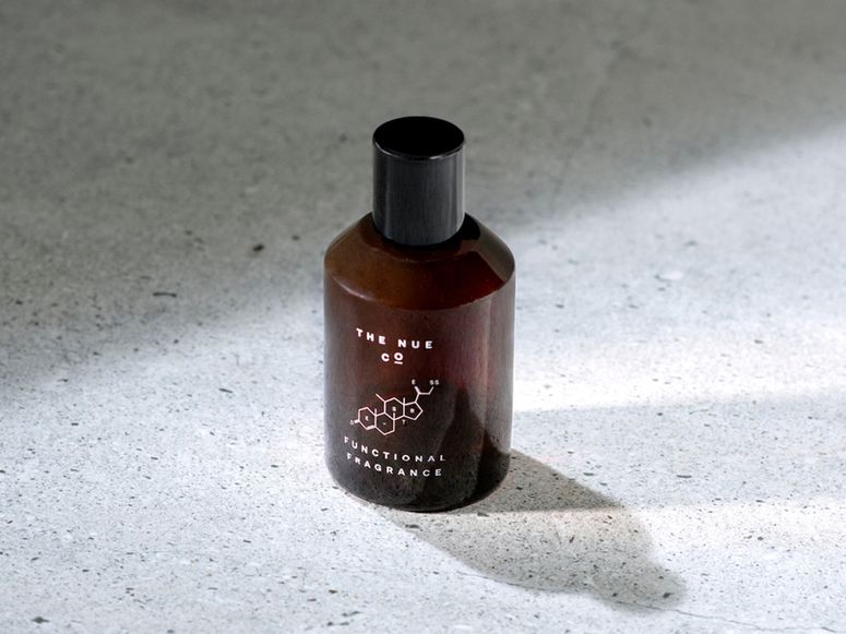 A bottle of The Nue. Co.’s Functional Fragrance perfume.
