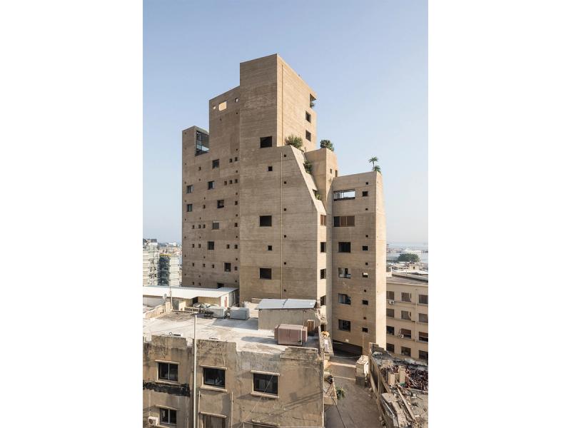 The Stone Garden tower designed by Ghotmeh in Beirut, Lebanon. (© Lina Ghotmeh Architecture. Photo © Laurian Ghinitoiu)
