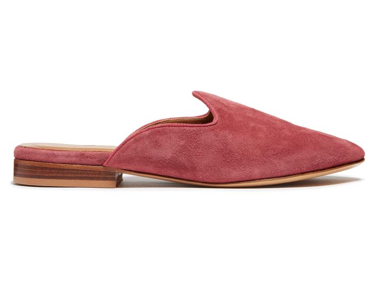 Rose-colored Le Monde Beryl Venetian slippers.