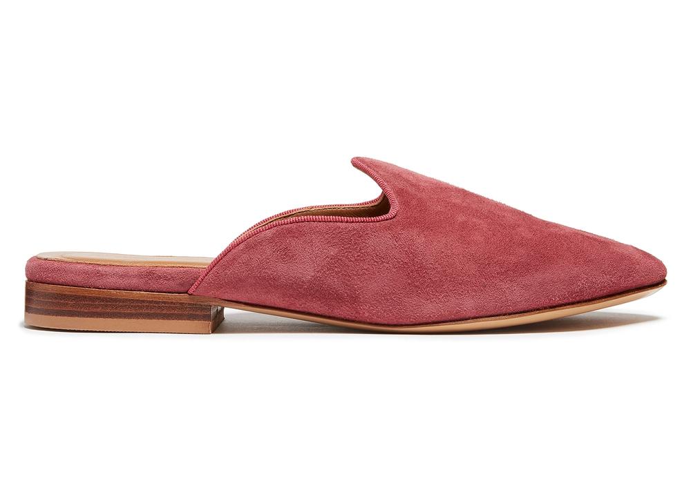 Rose-colored Le Monde Beryl Venetian slippers.