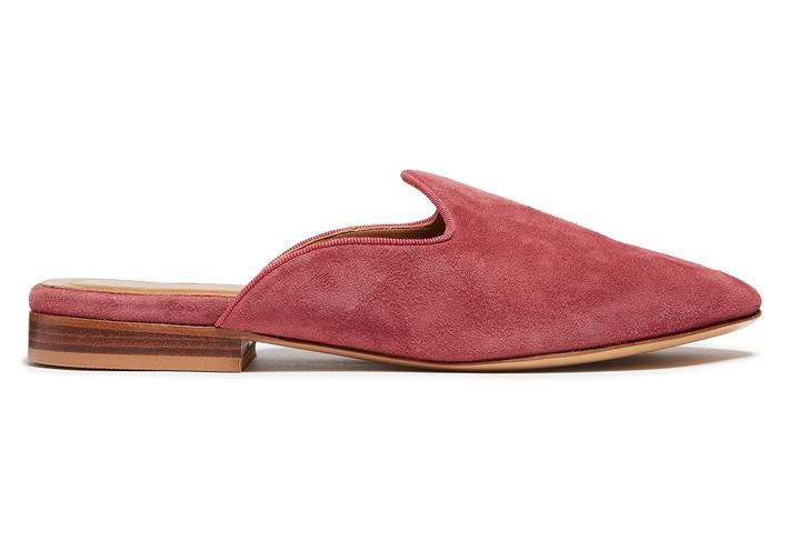 Rose-colored Le Monde Beryl Venetian slippers.