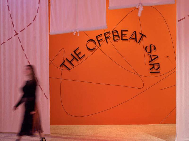 View of “The Offbeat Sari” exhibition at the Design Museum in London. (Photo: Andy Stagg. Courtesy the Design Museum)