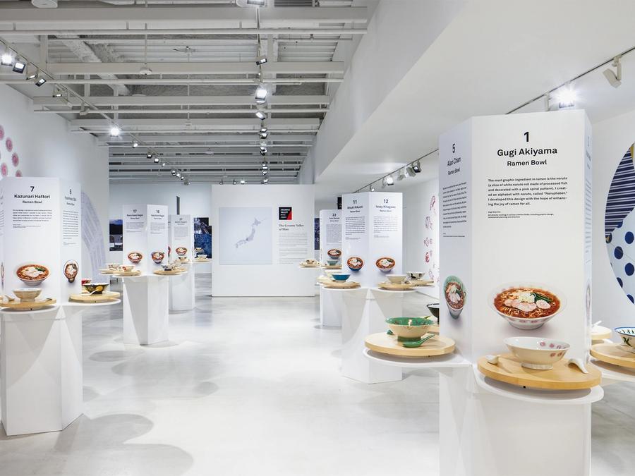 Installation view of “The Art of the Ramen Bowl” at Japan House Los Angeles. (Courtesy Japan House Los Angeles)