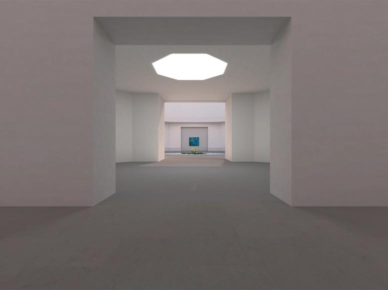 A hallway in AORA’s virtual gallery. (Courtesy AORA)