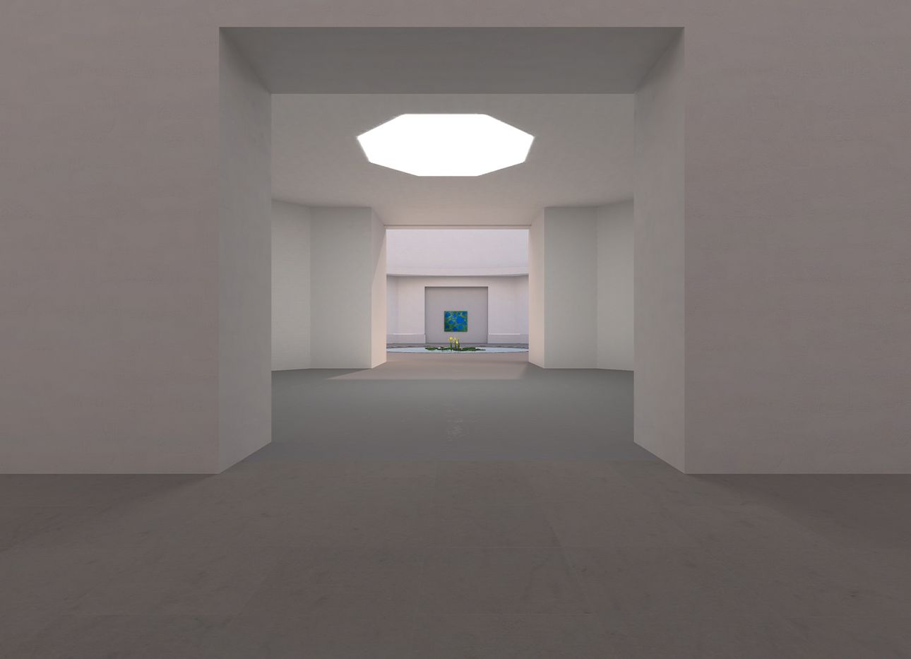 A hallway in AORA’s virtual gallery. (Courtesy AORA)