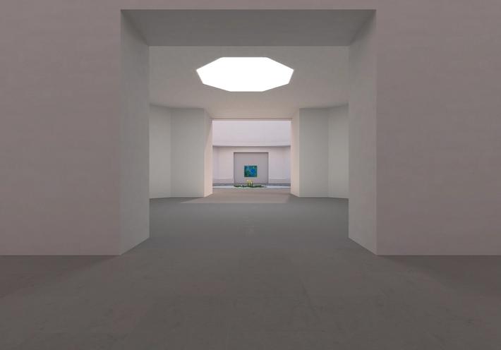 A hallway in AORA’s virtual gallery. (Courtesy AORA)