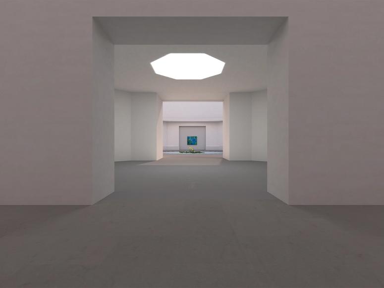A hallway in AORA’s virtual gallery. (Courtesy AORA)