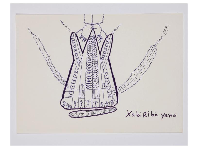 The house of the “xapiri” spirits, drawn by Davi Kopenawa in 2003. (Courtesy the artist and Bruce Albert)