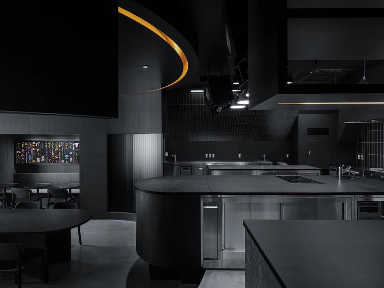 The black interior of Burnside Tokyo.