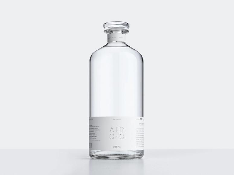 A clear bottle of Air Co. vodka.