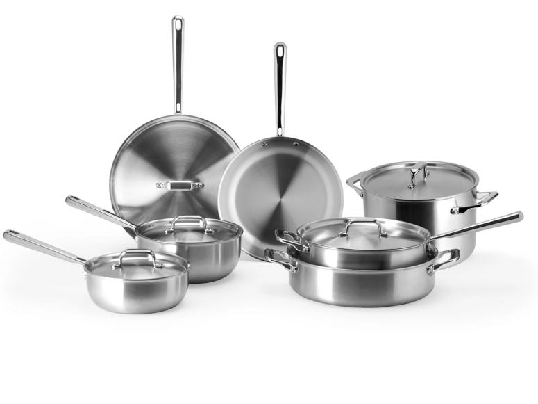 Misen's seven-piece cookware set on a white background.