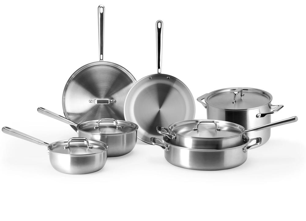 Misen's seven-piece cookware set on a white background.