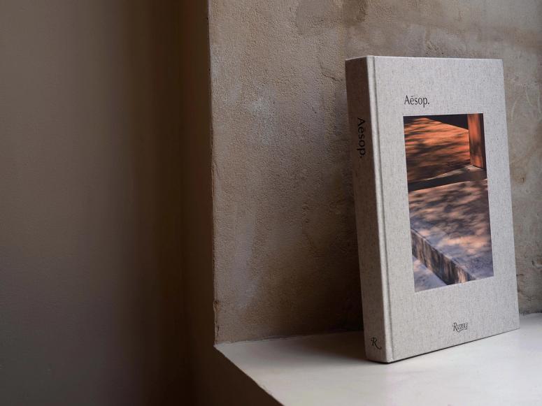 An Aesop book leaning in a windowframe.