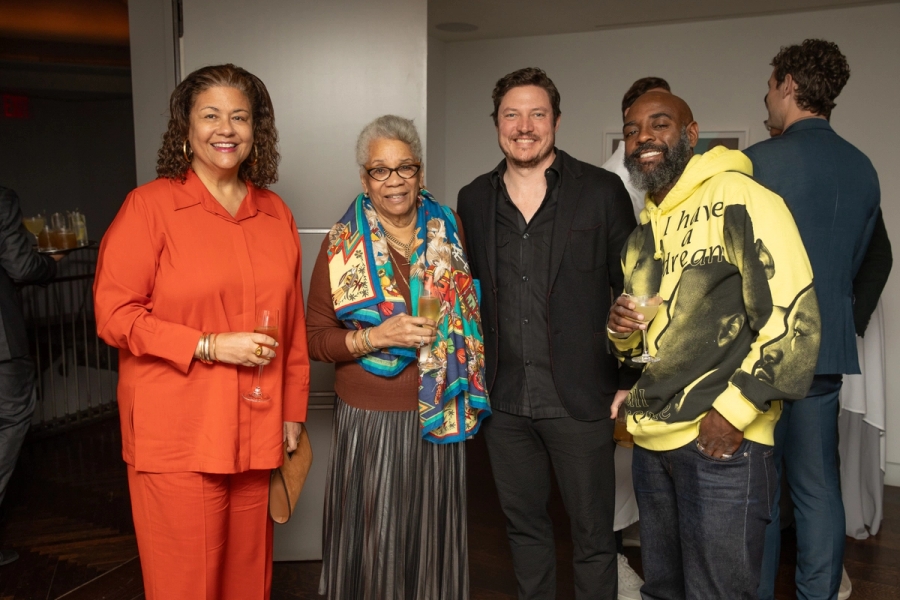 April 2024 | Left to right: Former Time Sensitive guests Elizabeth Alexander, Jessica B. Harris, Michael Murphy, and Reginald Dwayne Betts at The Slowdown’s five-year anniversary dinner at Eleven Madison Park. (Photo: Angela Pham)