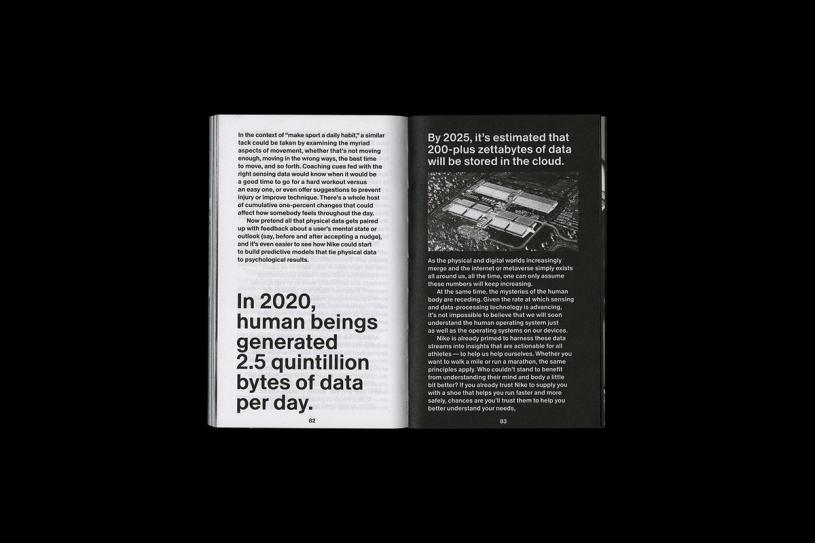 An interior spread from “No Finish Line.” (Courtesy Nike)