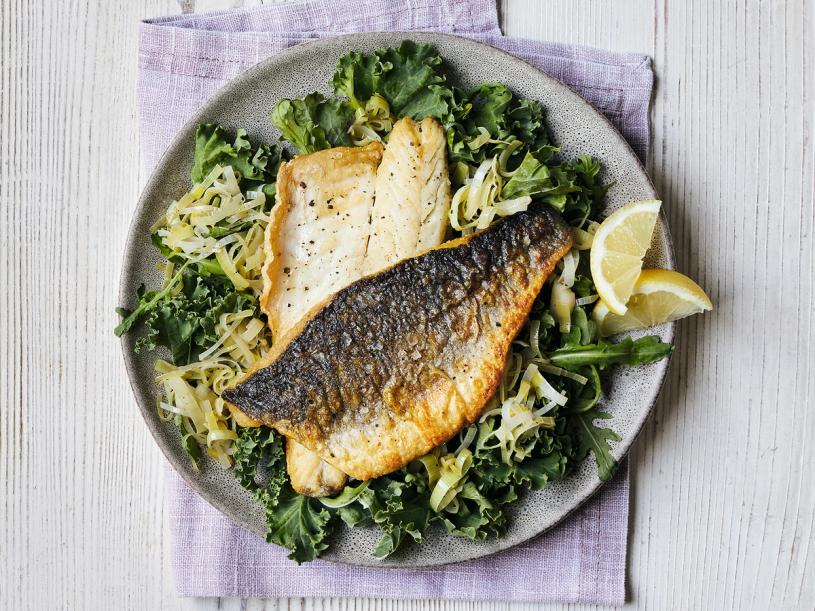 Pan-seared sea bass. (Photo: Luke Albert)