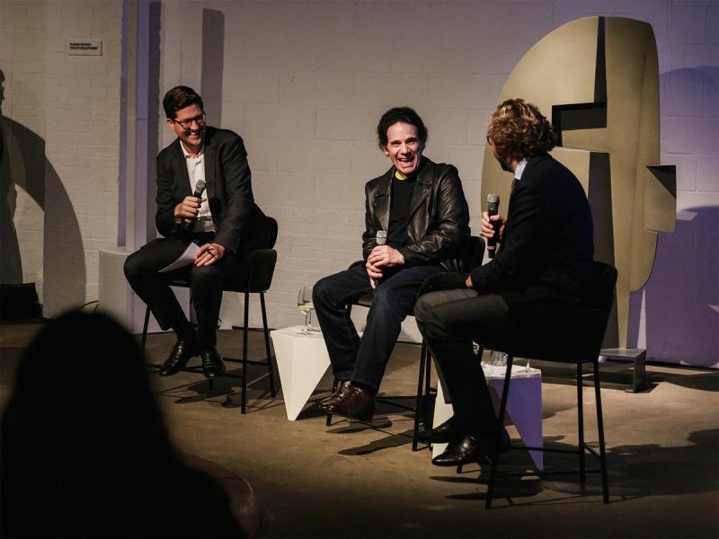 Left to right: Spencer Bailey, Daniel Brush, and Nicolas Bos at the Noguchi Museum. (Hagop Kalaidjian/BFA.com. The Noguchi Museum/ARS)