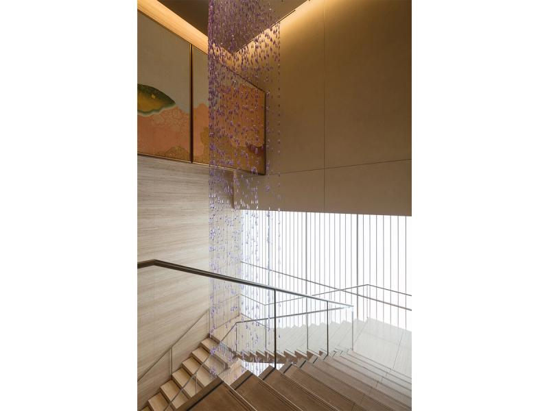 “Wisteria’s Shadow,” a light installation by Ghotmeh at the Okura Hotel in Tokyo, Japan. (© Lina Ghotmeh Architecture. Photo © Naomichi Sode)