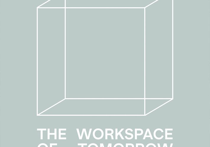 The Workspace of Tomorrow cover art, featuring a white cube and text on grey-green background.