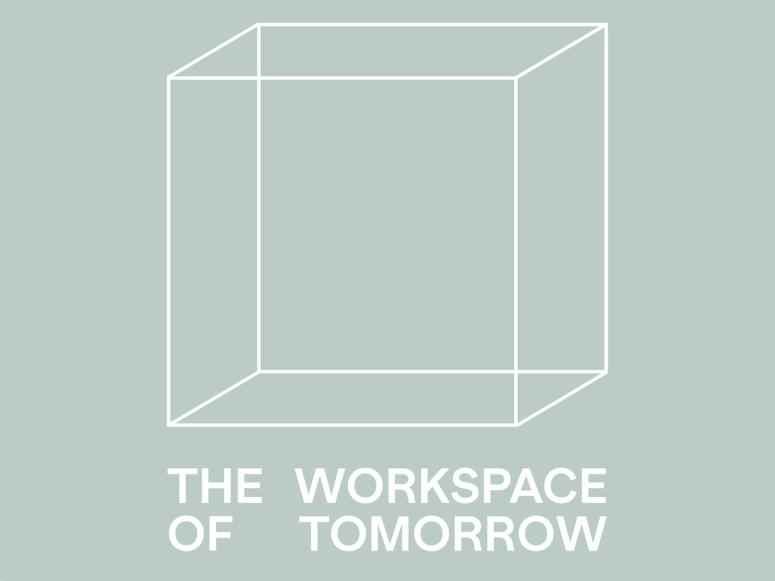 The Workspace of Tomorrow cover art, featuring a white cube and text on grey-green background.