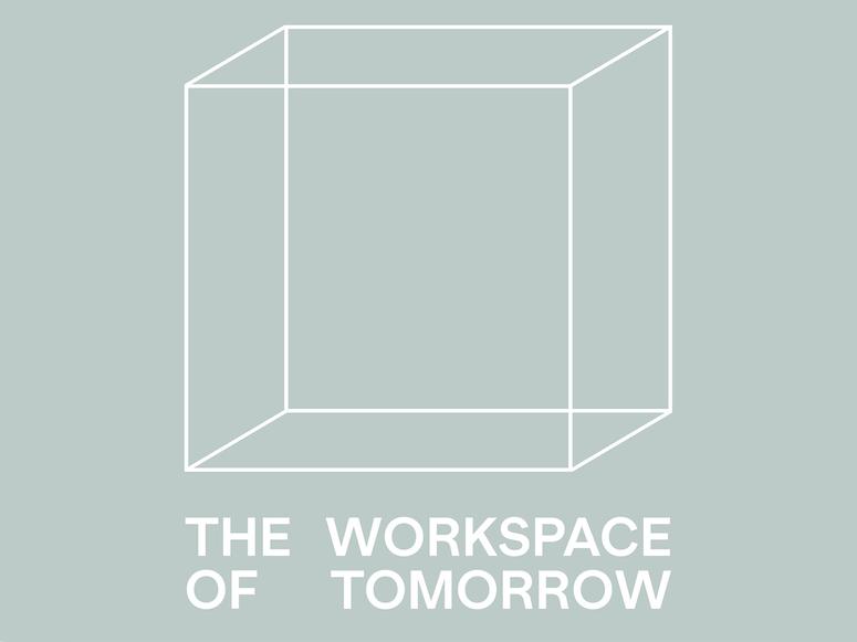 The Workspace of Tomorrow cover art, featuring a white cube and text on grey-green background.